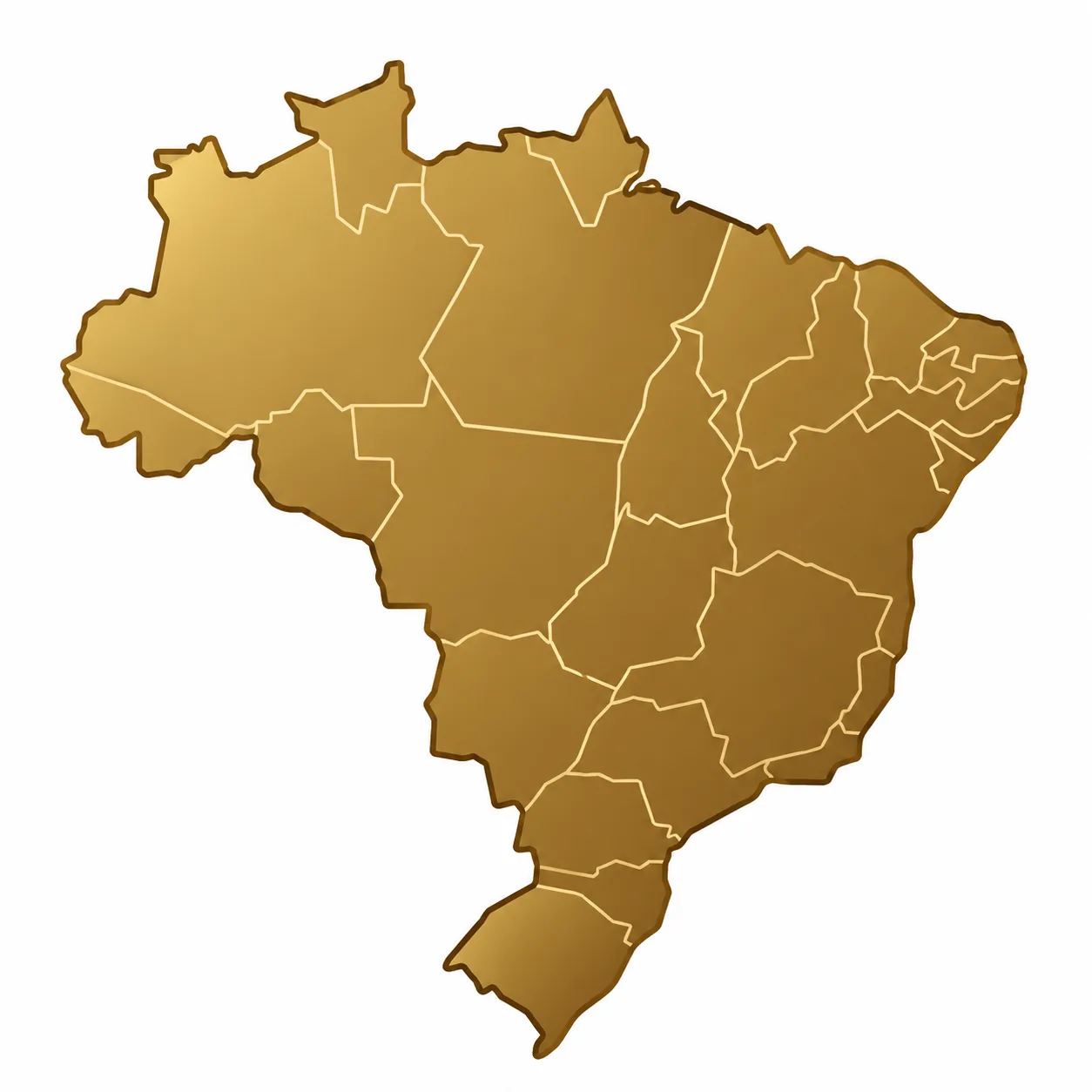Mapa do Brasil em dourado